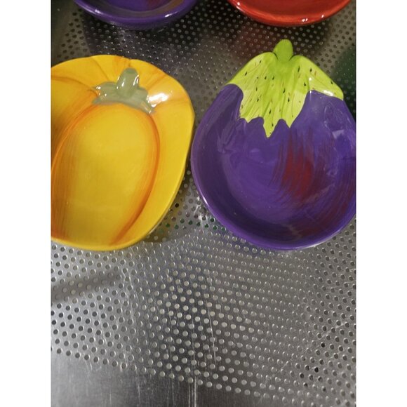 Pier One Set Of 5 Vegetable Veggie Shaled Dip Bowls Ironstone - Picture 2 of 6